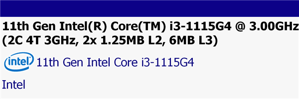 intel11代酷睿i31115g4首曝万年2核心10nm频率暴涨