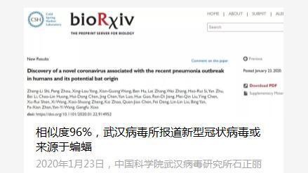 相似度96% 中科院称新型冠状病毒或来源于蝙蝠