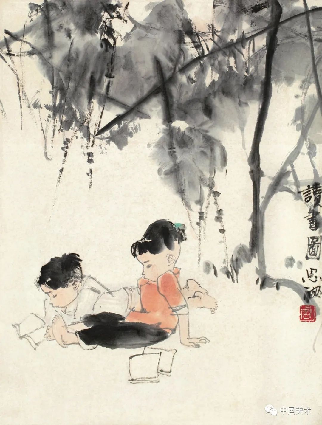 这是当代杰出的女画家周思聪画的一组趣味满满的水墨儿童画,她笔下的