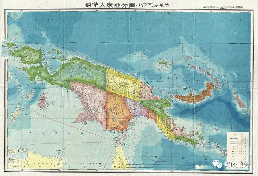 1943年日本绘制的新几内亚地图,当时日军已经占领了新几内亚西部