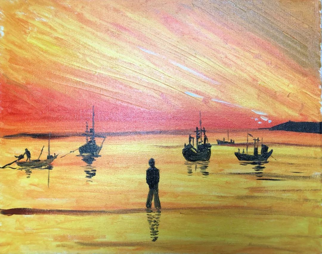 布面油画《晨曦》尺寸:40x50cm