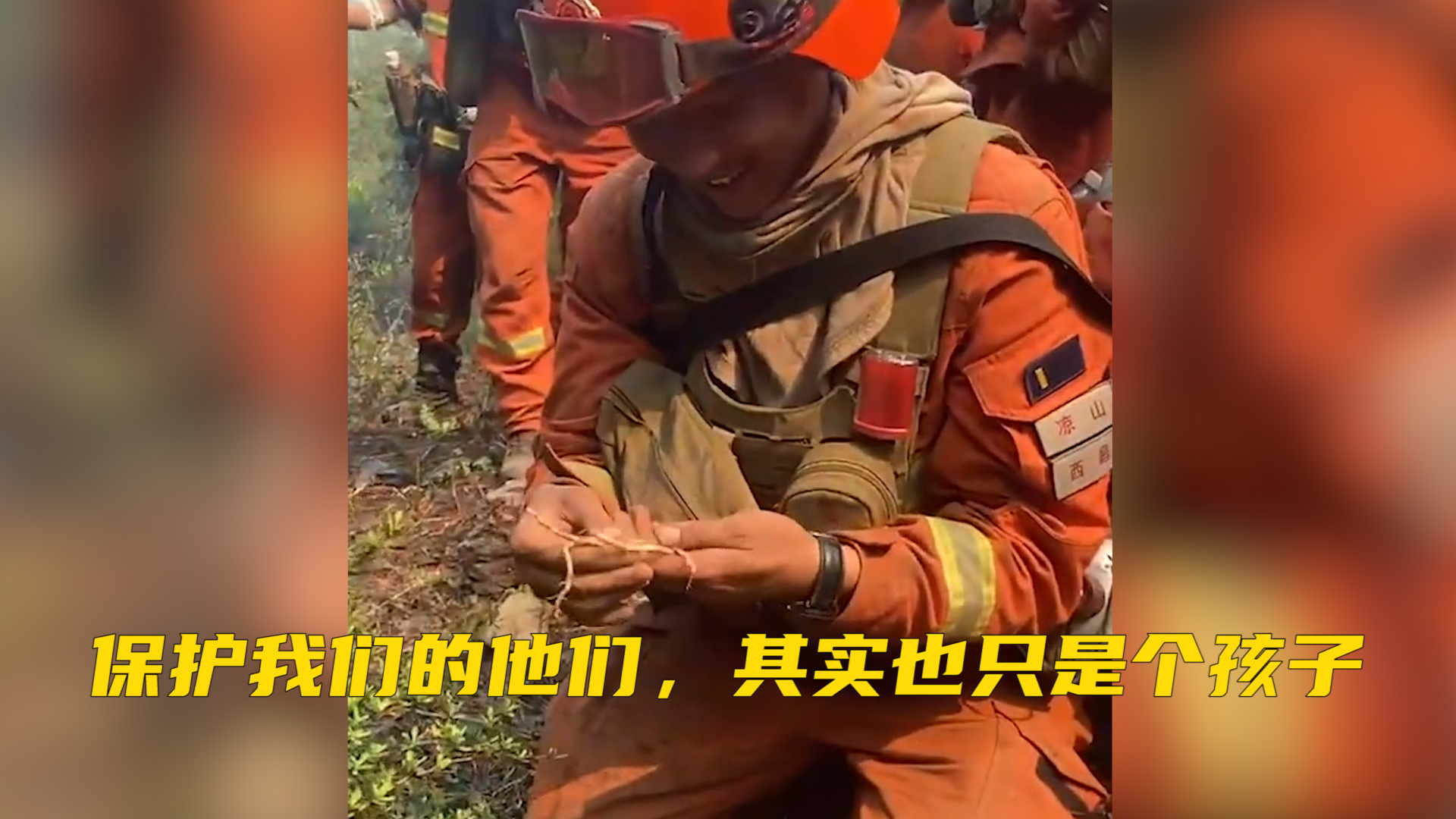 凉山救火间隙,消防员趴地上挖折耳根,抬头的笑容也太治愈了!