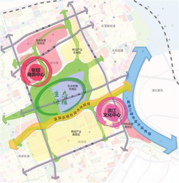 宝山主城区(宝山部分)空间结构规划图依托三江交汇的水运区位优势,历