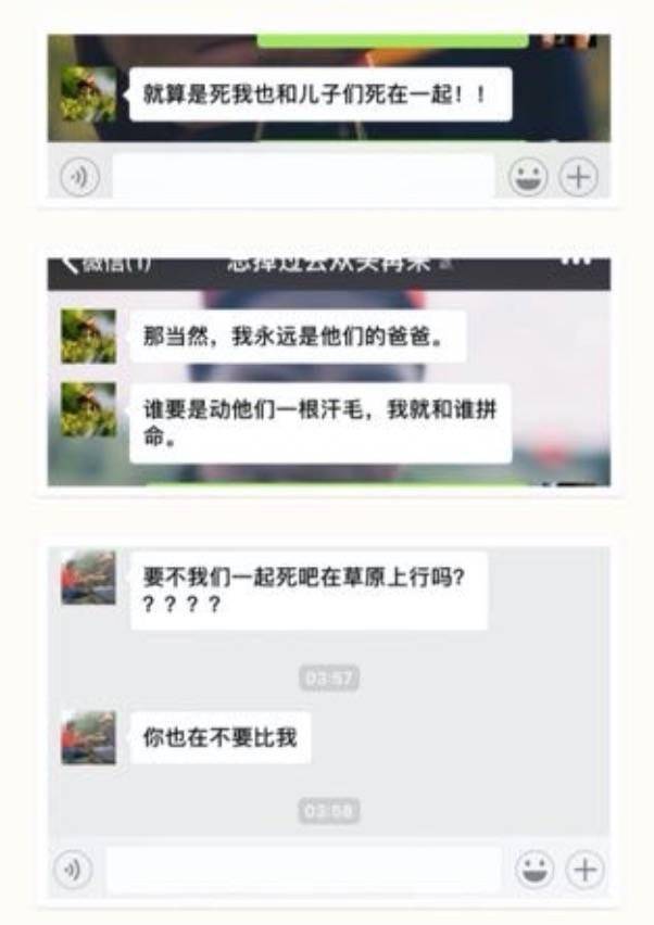 马金瑜提出将孩子带走,被谢德成威胁 图/谢德成两个微信聊天记录
