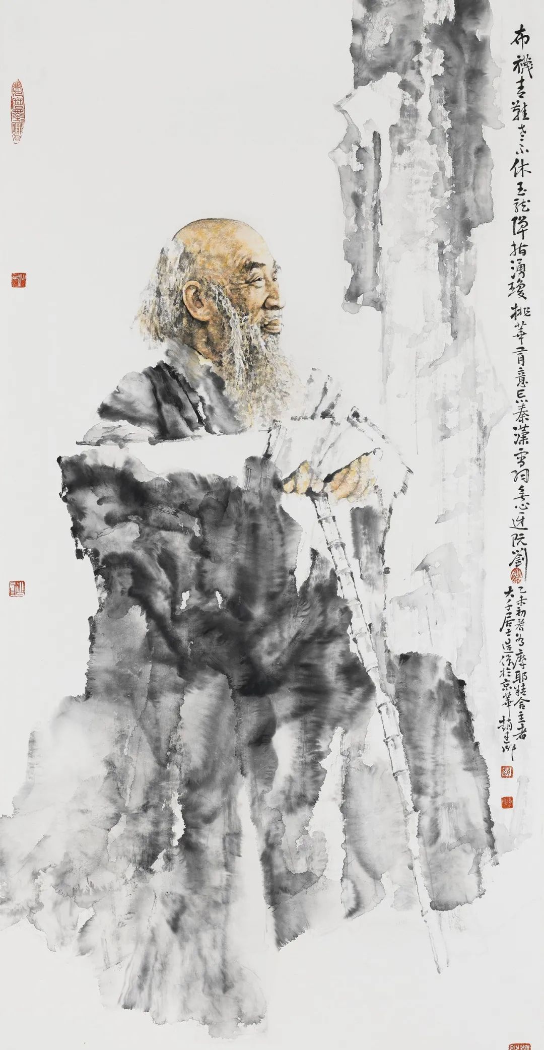 260x 126cm 2007年 赵建成笔下的齐白石 这件作品画家并没有刻意美化