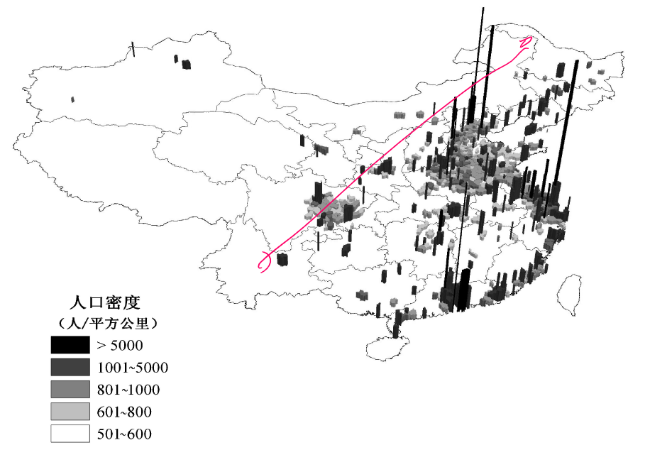 500人/km2)2,它不仅是中国人口地理分界线,也是400毫米等降水线,而且