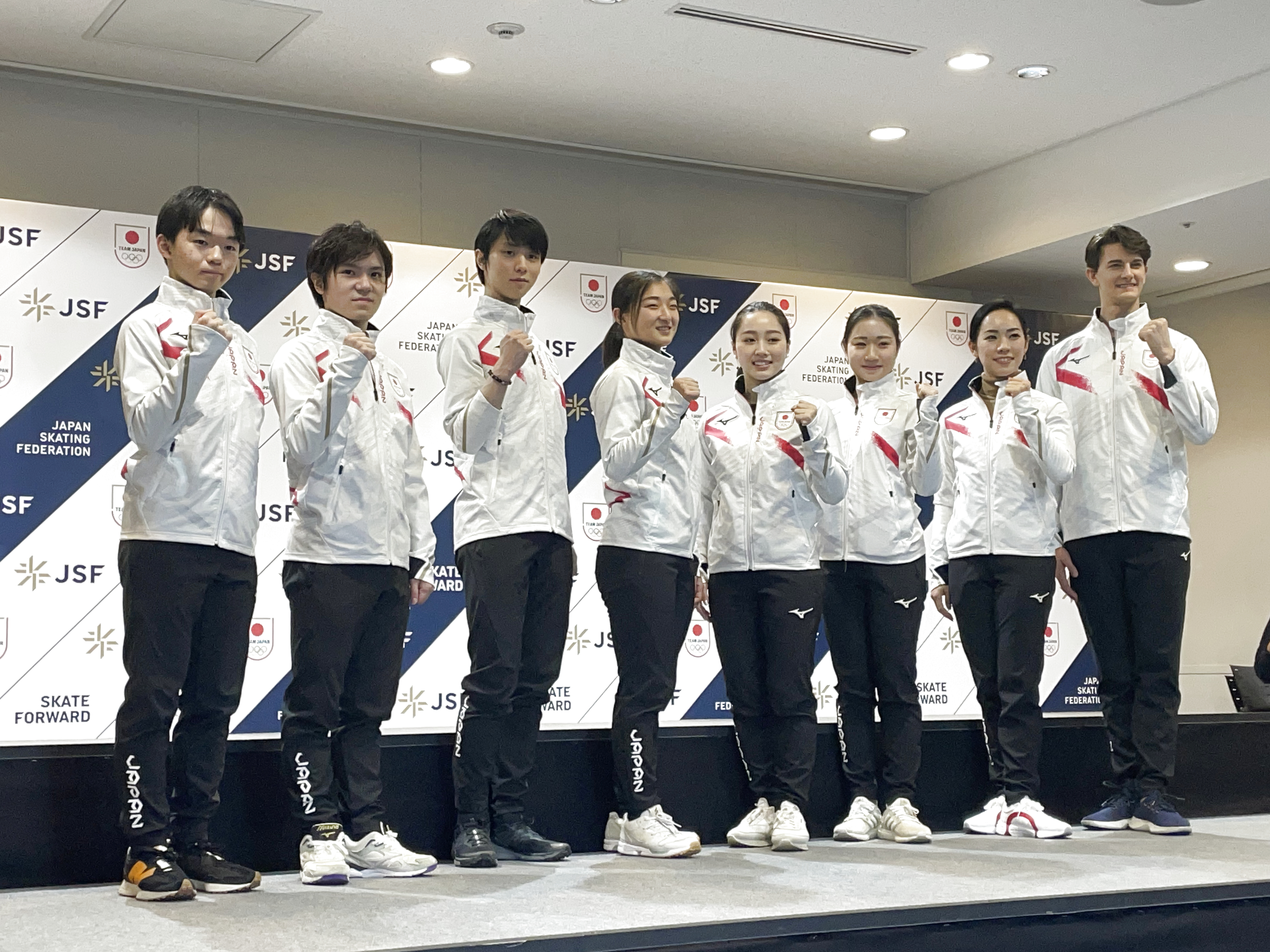 参加北京冬奥会的日本花滑运动员键山优真,宇野昌磨,羽生结弦,坂本花