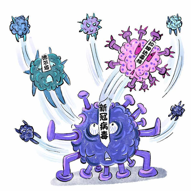 同一种病毒的不同变异毒株之间存在明确的竞争关系,拉姆达变异在一个