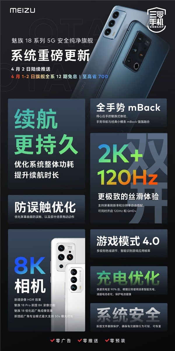 令"魅友"高兴的是,魅族科技今天下午宣布, 魅族18系列系统更新将在4月