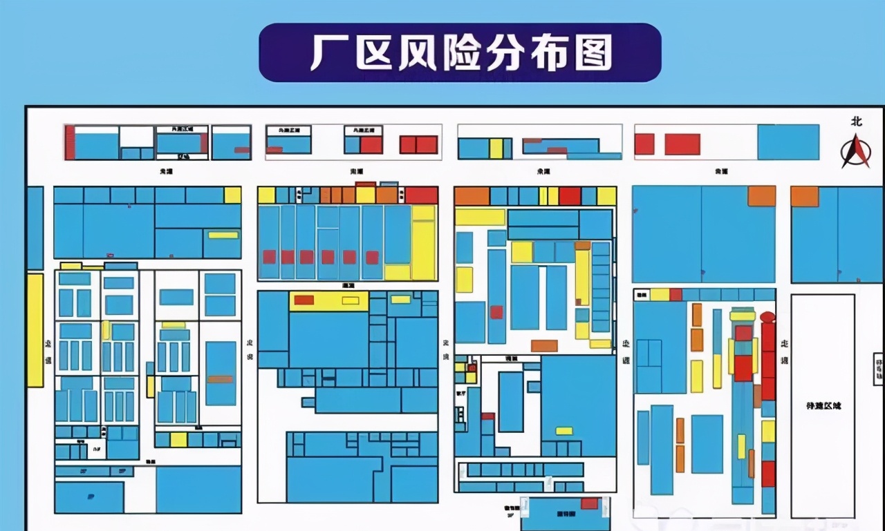 安全风险点图中清晰地标注了企业内就醒目地挂着一幅厂区风险分布图在