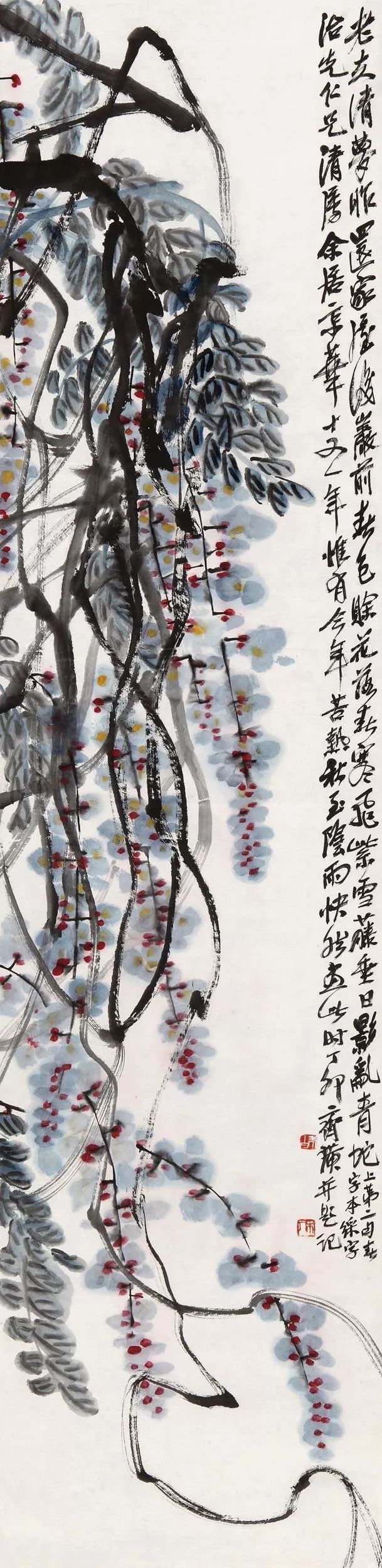 齐白石画紫藤飞蛇舞乱离草莽