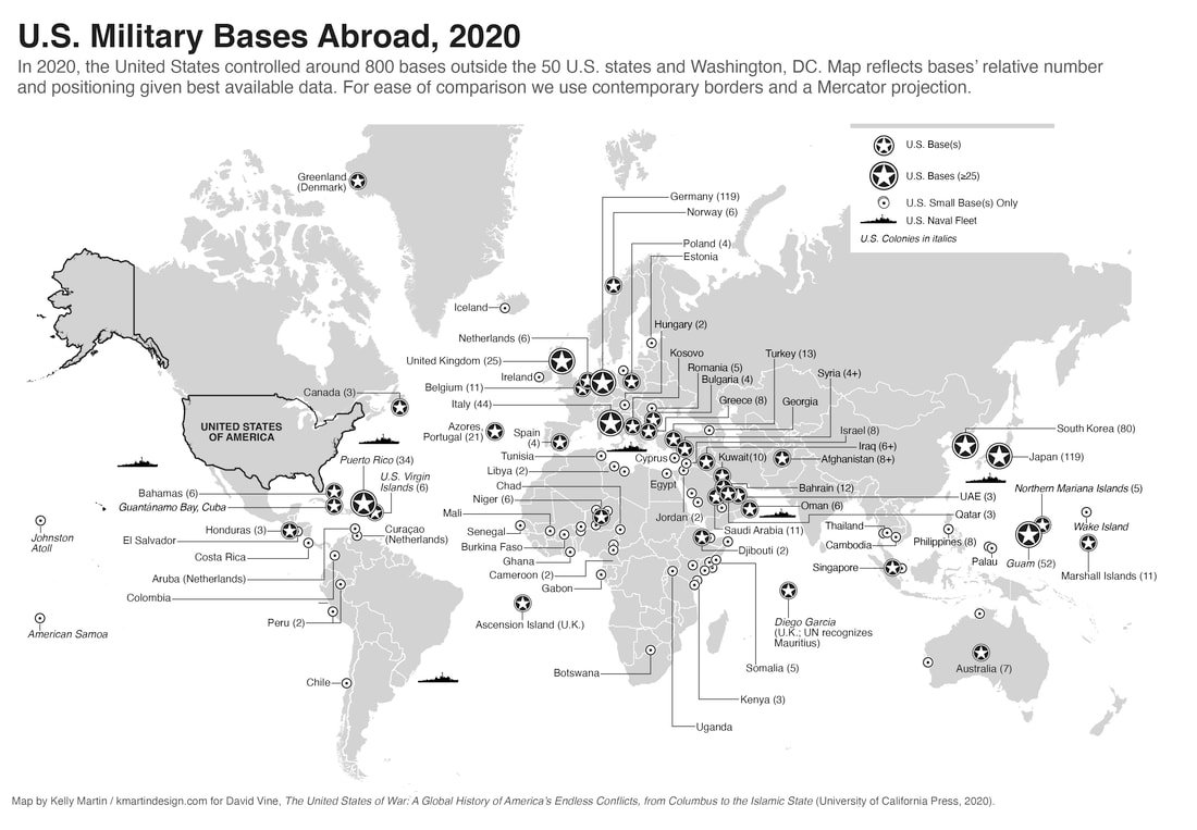 中国驻斯里兰卡大使馆的推文配图,是2020年美国海外军事基地的分布