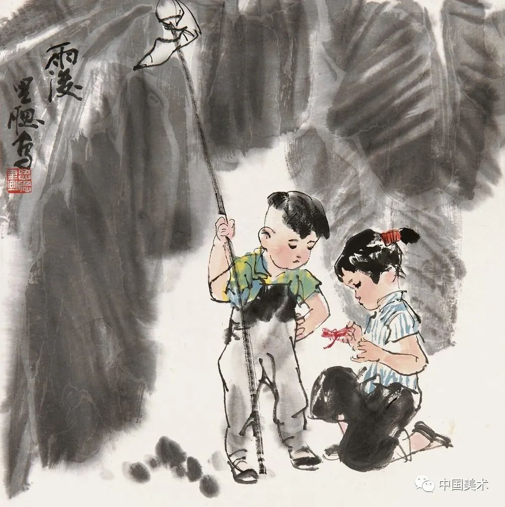 这是当代杰出的女画家周思聪画的一组趣味满满的水墨儿童画,她笔下的