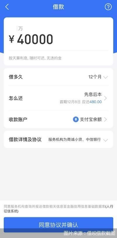 图片来源:借呗借款截图