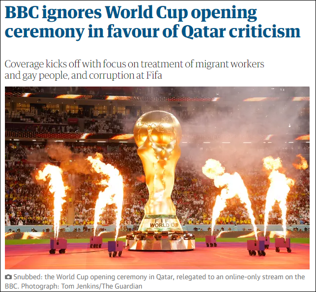 BBC拒绝转播世界杯开幕式并抨击卡塔尔，引发争议