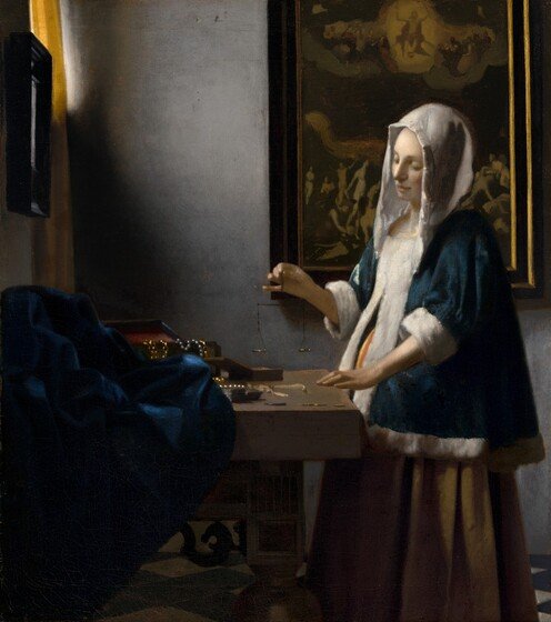 维米尔，《持天平的女子》，1662-1663年