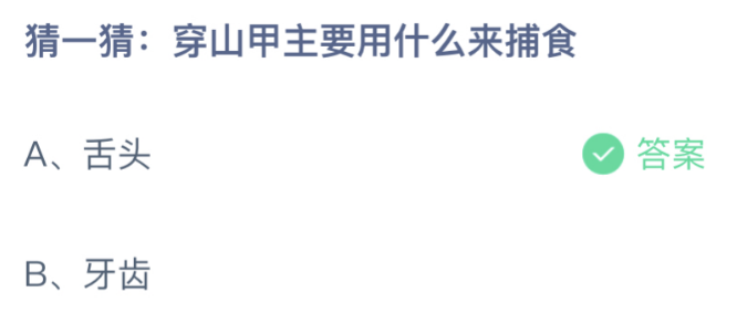 猜一猜穿山甲主要用什么来捕食11月17日蚂蚁庄园最新答案