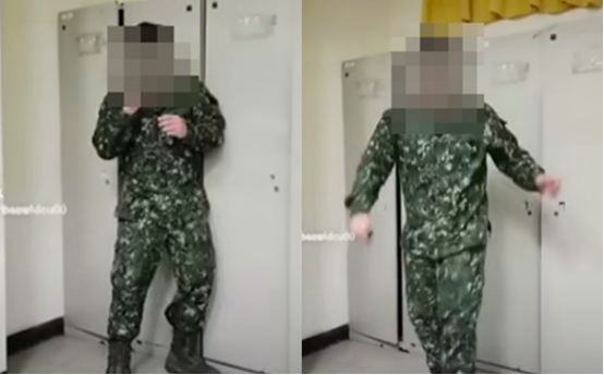 台军士兵在寝室抽电子烟跳舞视频出现在TikTok上。图自中时新闻网