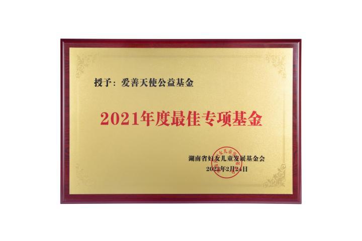 再获荣誉爱善天使被湖南省妇儿基金会授予2021年度最佳专项基金