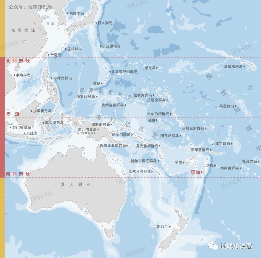 usgs)▼下图:很壮观的"蘑菇云"在上图中找到汤加的位置据汤加地质局的