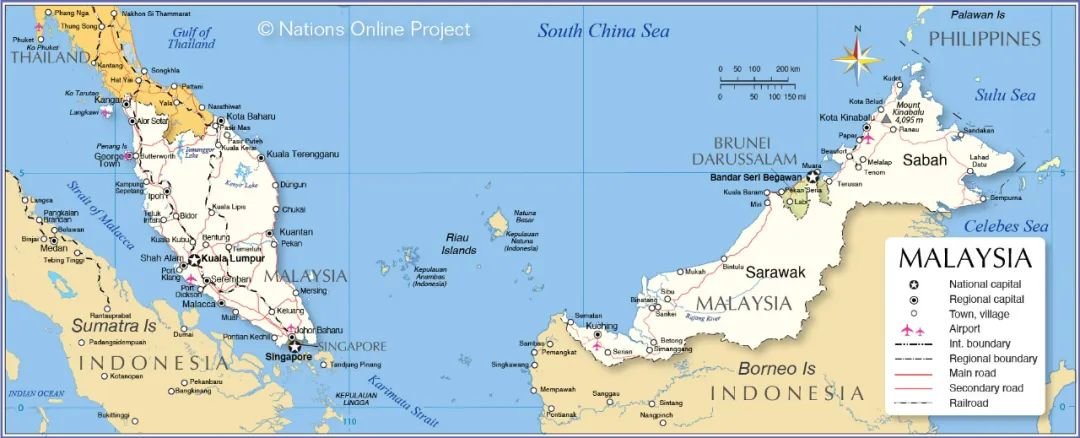 ◎ 马来西亚和周边国家地图。图片来源：nation sonline