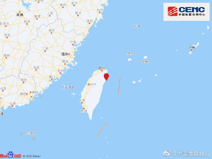 中国台湾附近发生51级左右地震