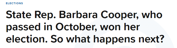 “localmemphis.com”:州众议员芭芭拉·库珀在10月份去世,现在赢得了选举。那么接下来会发生什么呢?