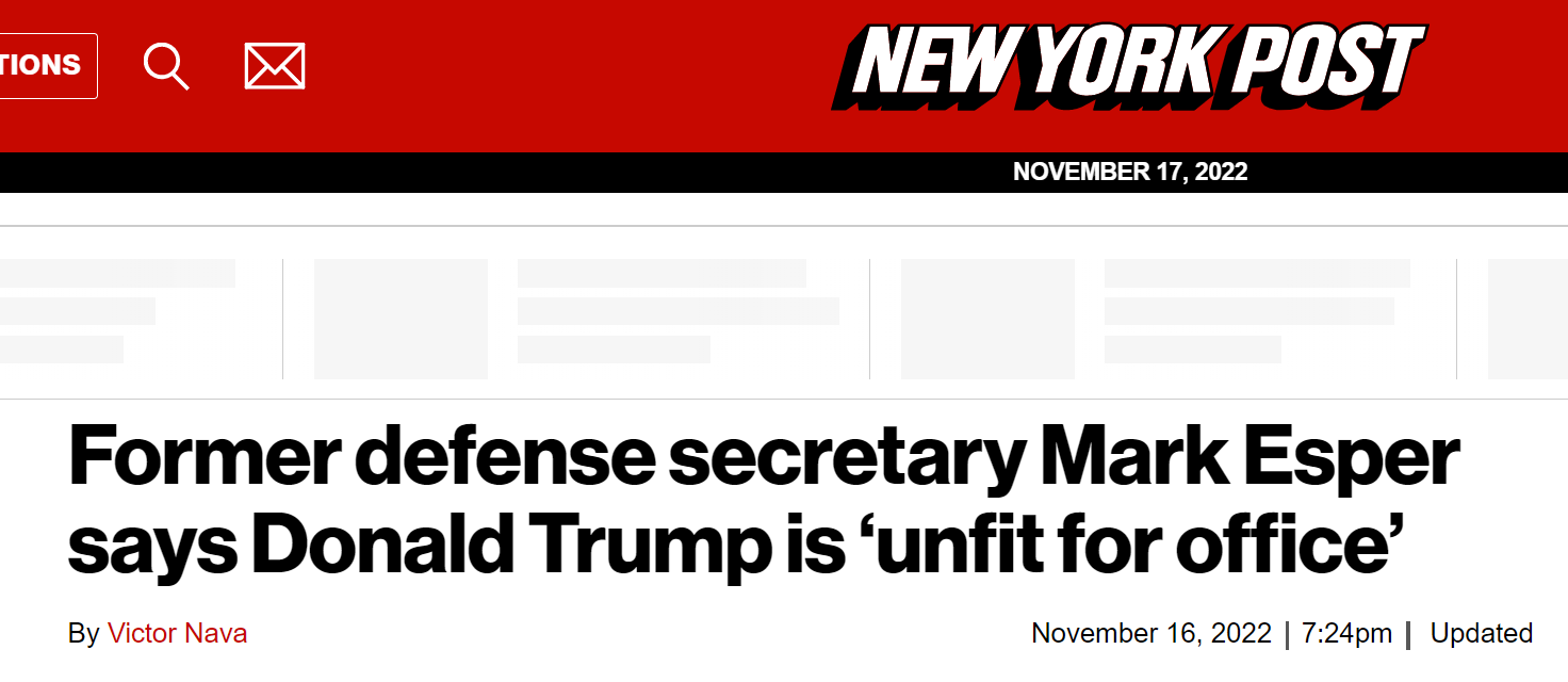 积怨已久？特朗普宣布参加美国总统大选后，前防长抨击“他不适合”_凤凰网