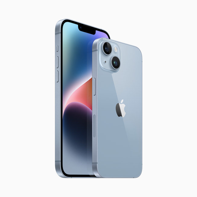 蓝色 iPhone 14 和 iPhone 14 Plus。