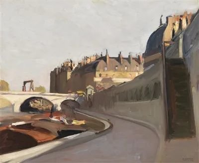 爱德华·霍珀巴黎时期油画《奥斯汀堤岸》。