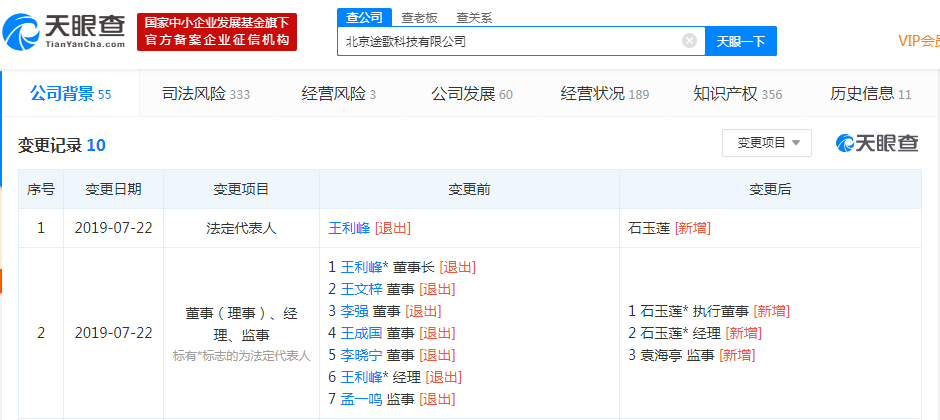 创始人王利峰等6位主要人员全部退出途歌