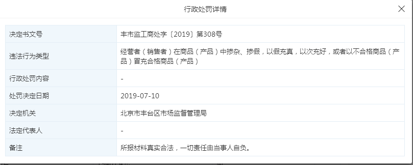 京东因掺假、以假充真被行政处罚