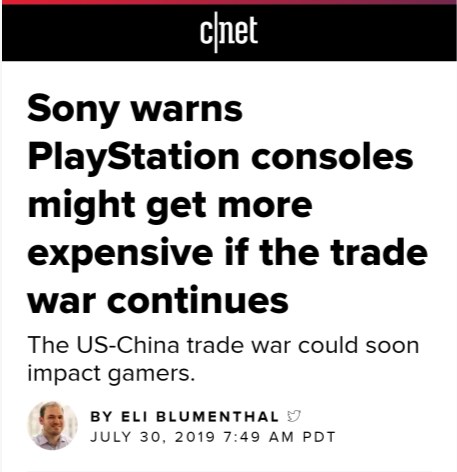 索尼CFO：若特朗普再加关税，我们将上调美国PlayStation的价格