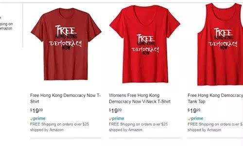 亚马逊道歉，但“港独”T恤未下架仍在售卖中