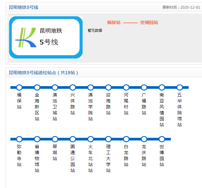 昆明地铁5号线开通时间初步确定