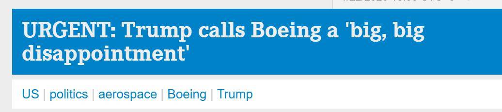 特朗普：波音是一家令人非常失望的公司
