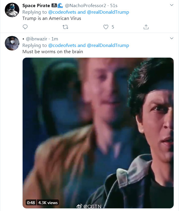 特朗普发推称新冠病毒为中国病毒 网友狂怼
