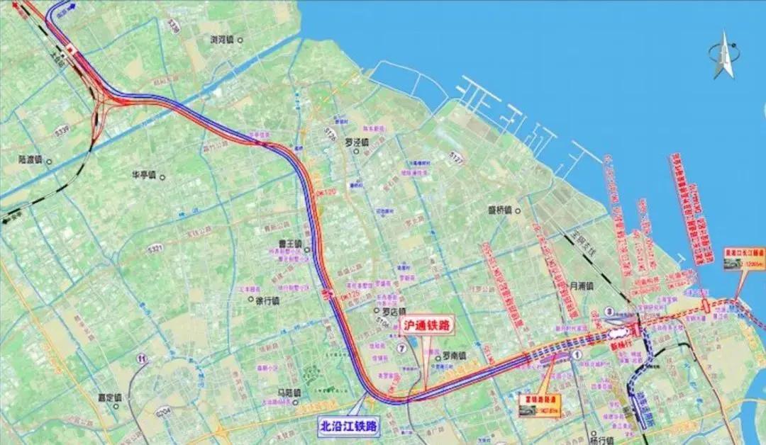 上海北站即上海枢纽规划新杨行站,位于上海宝山区绕城高速南侧,轨道