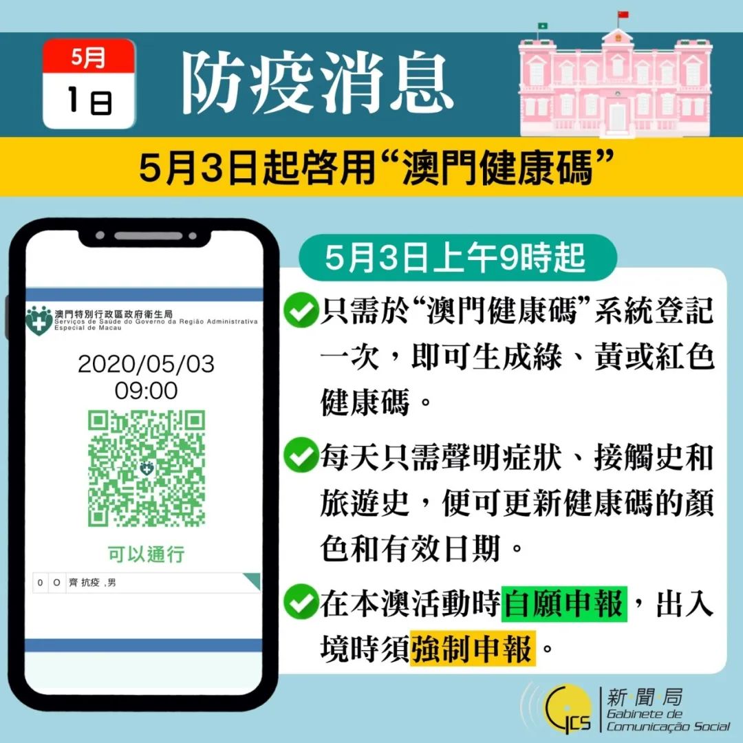 5月3日起港珠澳大桥及关闸口岸恢复正常通关时间中国澳门启用健康码