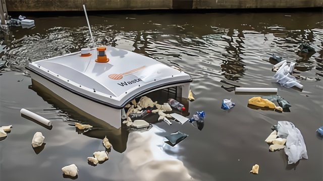 能自动收集海洋垃圾的水上清洁机器人
