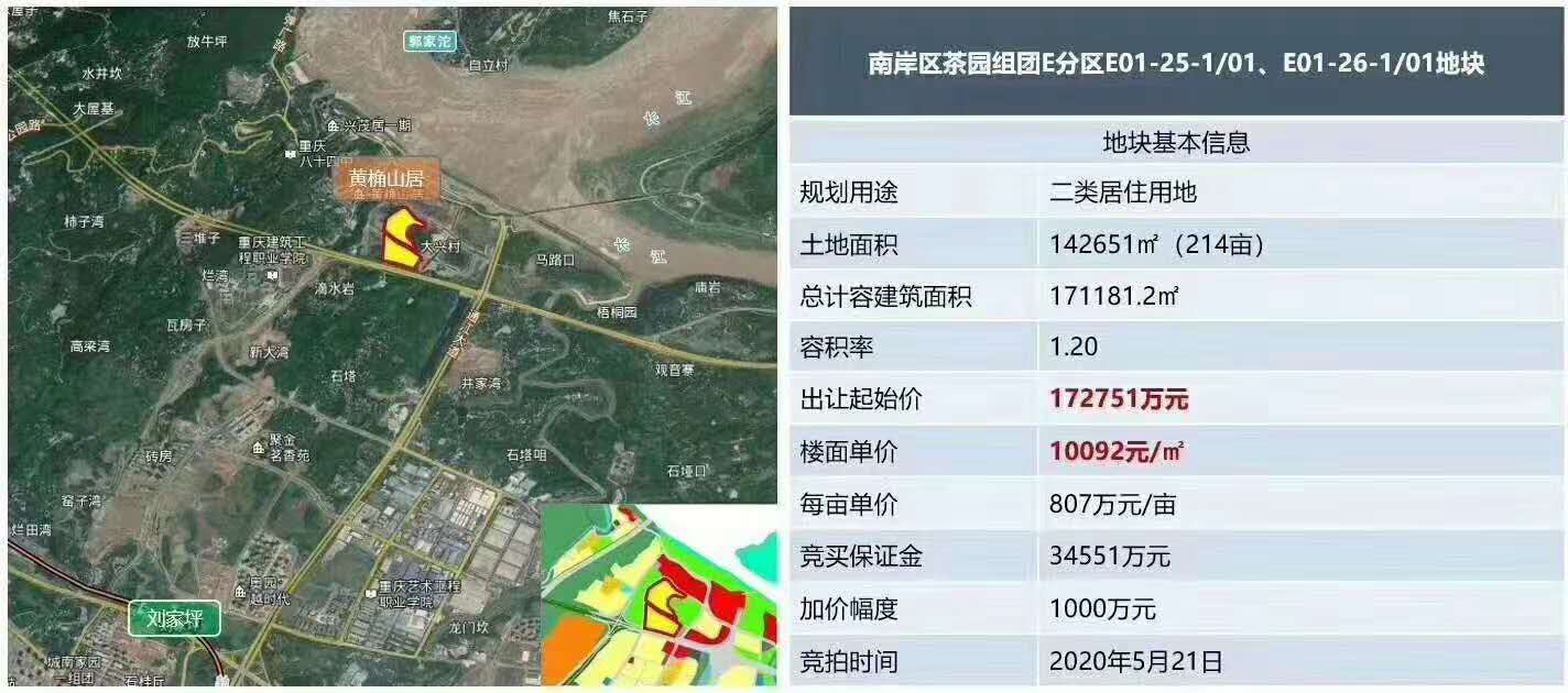 重庆茶园板块5月地块出让公告   信息来源于重庆市公共资源交易中心