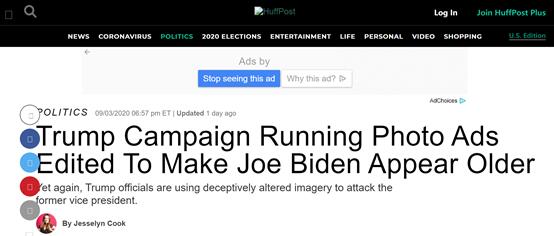 美媒曝特朗普团队给拜登加滤镜：为了让他看起来更老
