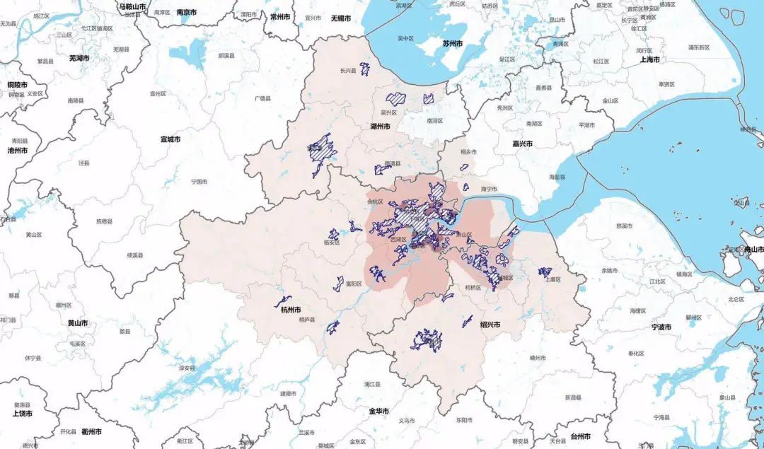 杭州都市圈实体地域分布图