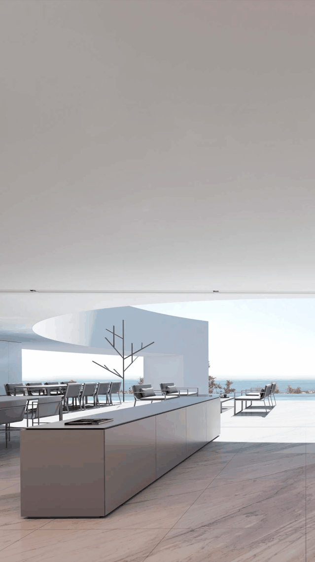 的设计 无形间将内外区域划分出来 客厅和起居室设置在一个开放空间里