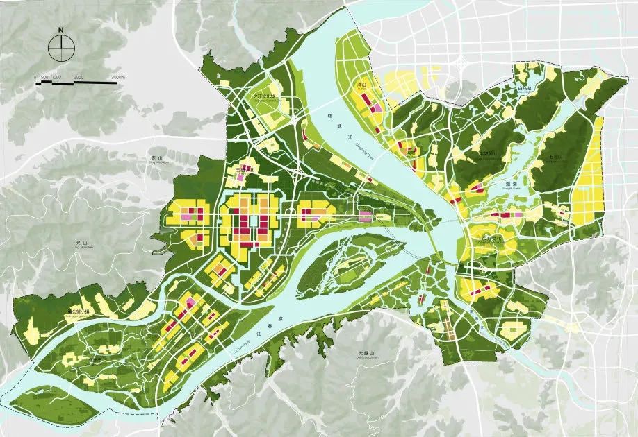 从规划图中我们大致可以看到,三江汇里能主要提到住宅用地的有:之江