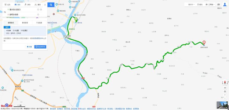 丽水高铁站至舒桥乡政府路线图(从石帆喇叭口进入)青田至舒桥乡路线图