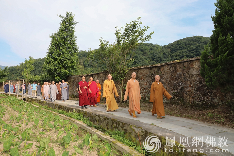 与会人员在江西九江云居山真如禅寺调研(图片来源:凤凰网佛教 摄影