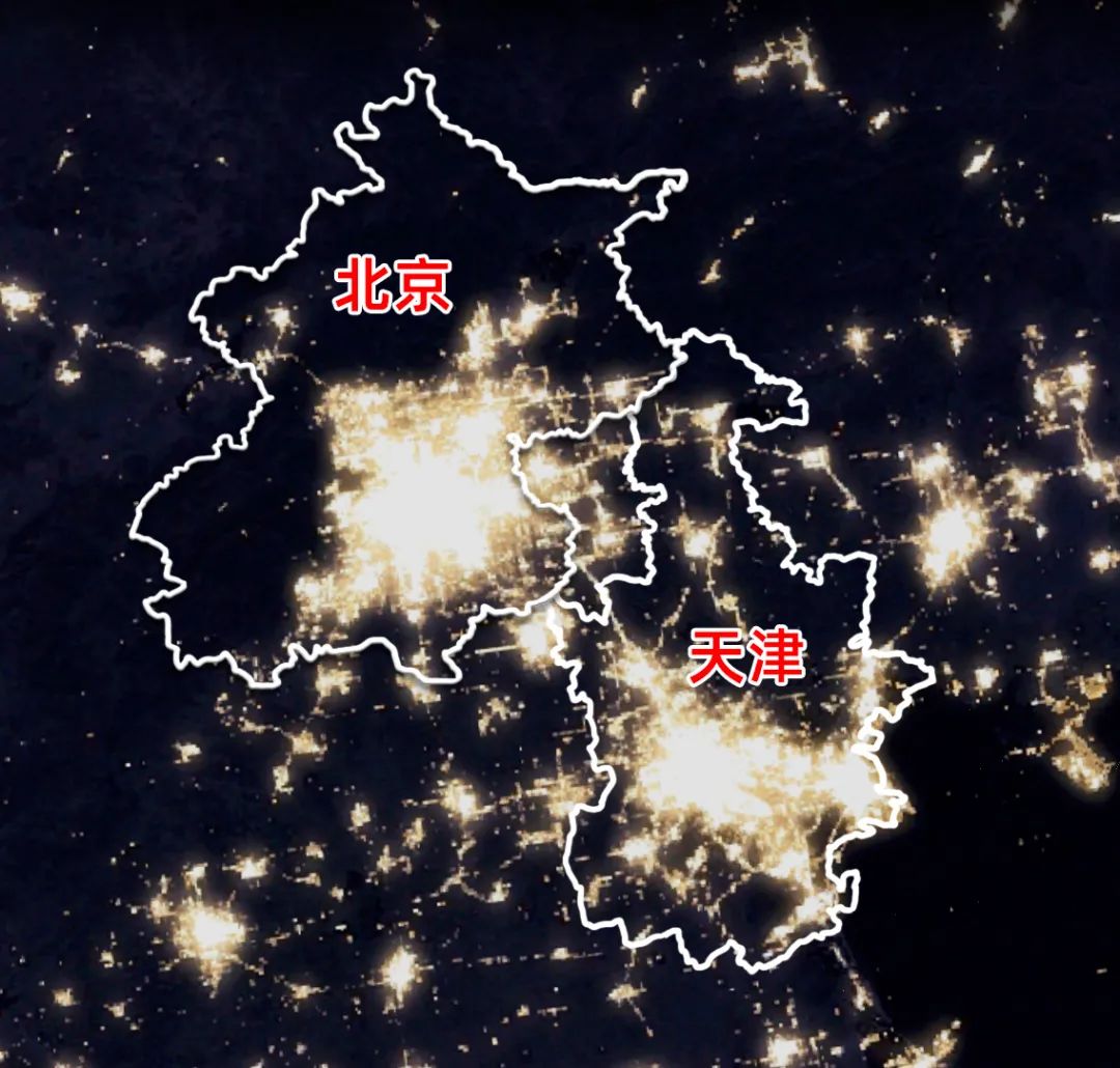 图片|北京,天津夜景卫星图