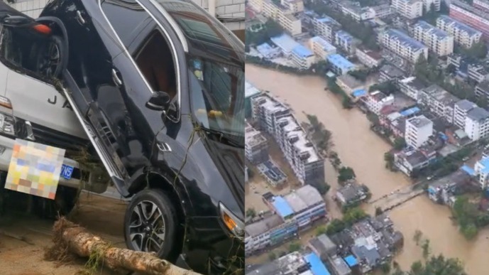 湖北随州暴雨:整间房子被冲掉 小车"叠罗汉"_凤凰网视频_凤凰网