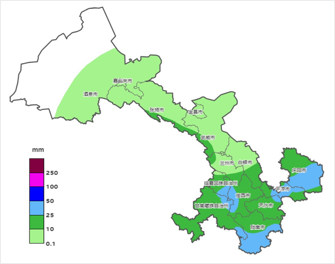甘肃省8月17日08时～19日20时 累积降水量预报图(单位:毫米)